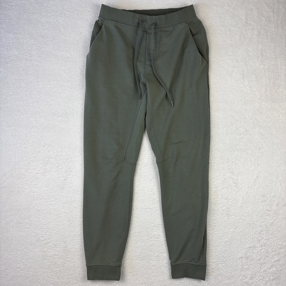 LULULEMON City Sweat Joggers Mens Medium Green Stretch Terry Tapered Casual Pant